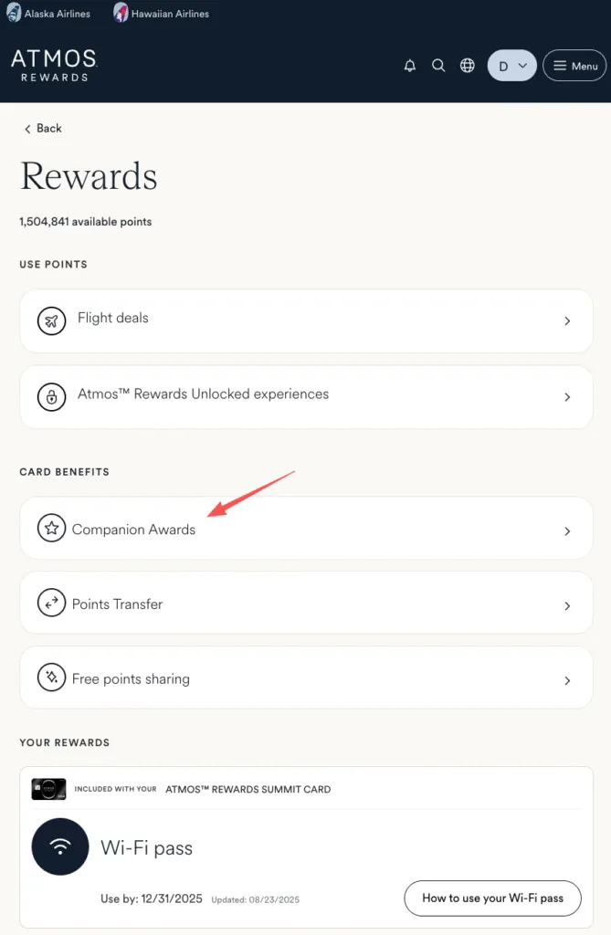 账户中的 25K Global Companion Awards Ticket