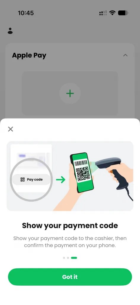 点 Pay Code 出示二维码