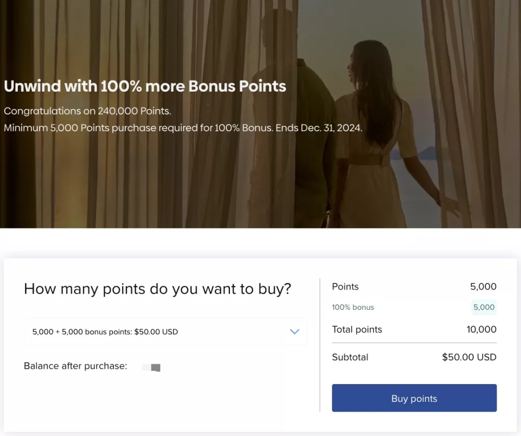 Hilton Buy Points promotion