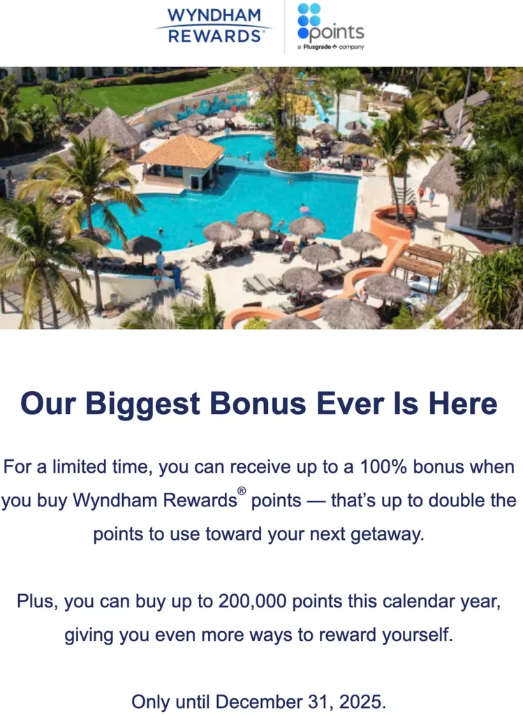 Wyndham Rewards points promotion