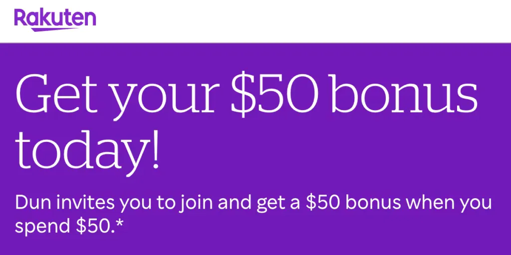 Rakuten $50 cash-back signup offer