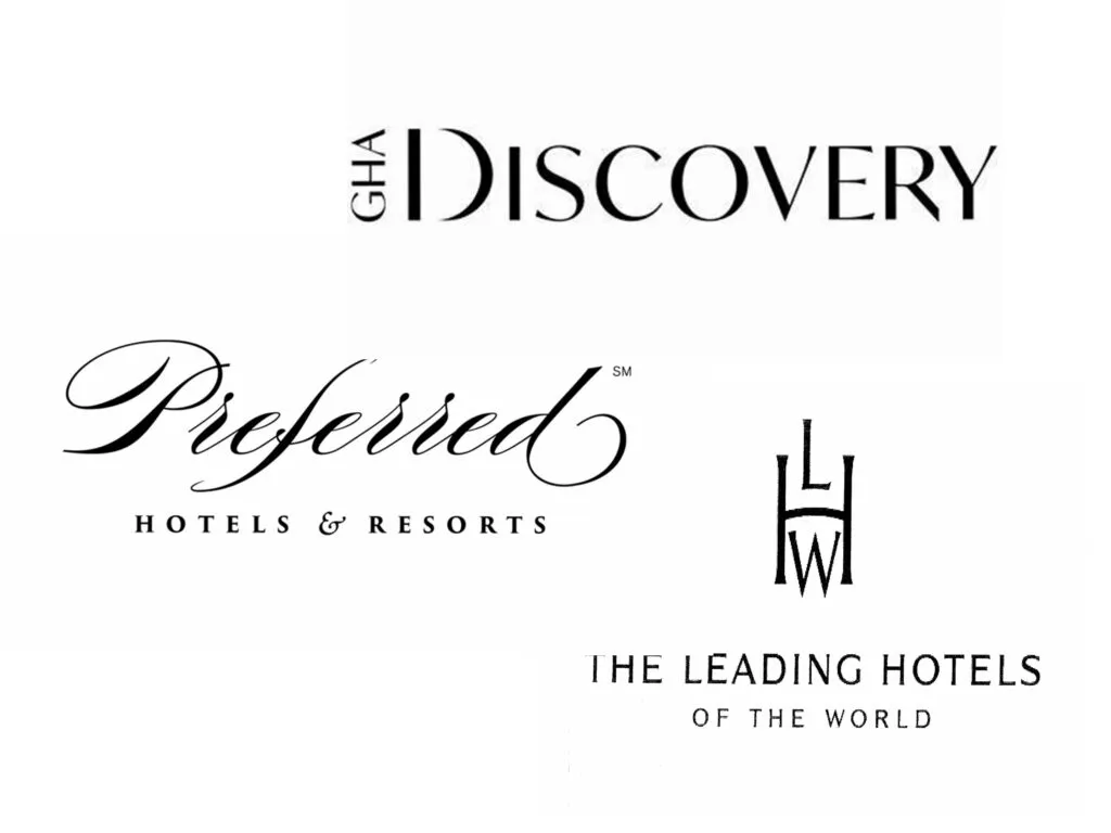 GHA Discovery、Preferred Hotels & Resorts 与 The Leading Hotels of the World 标识