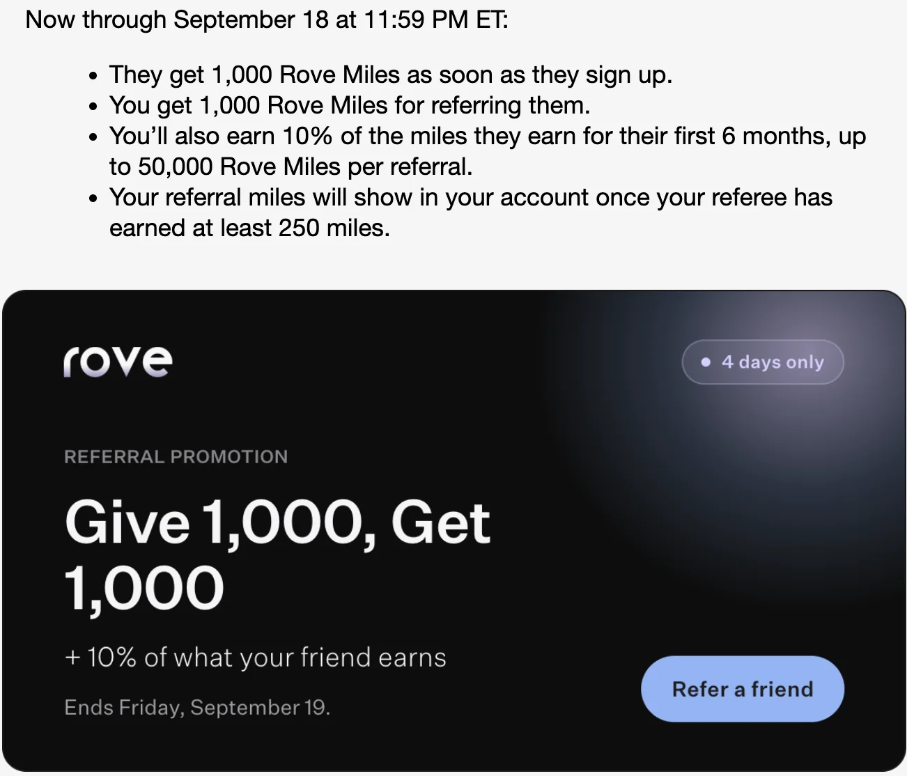 Rove new-account promotion