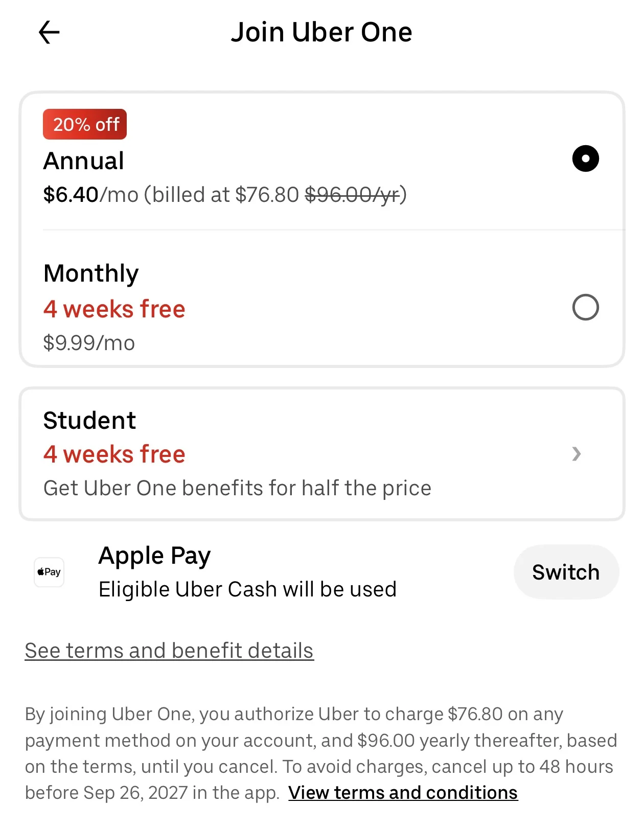 加拿大 Uber One 官方价格