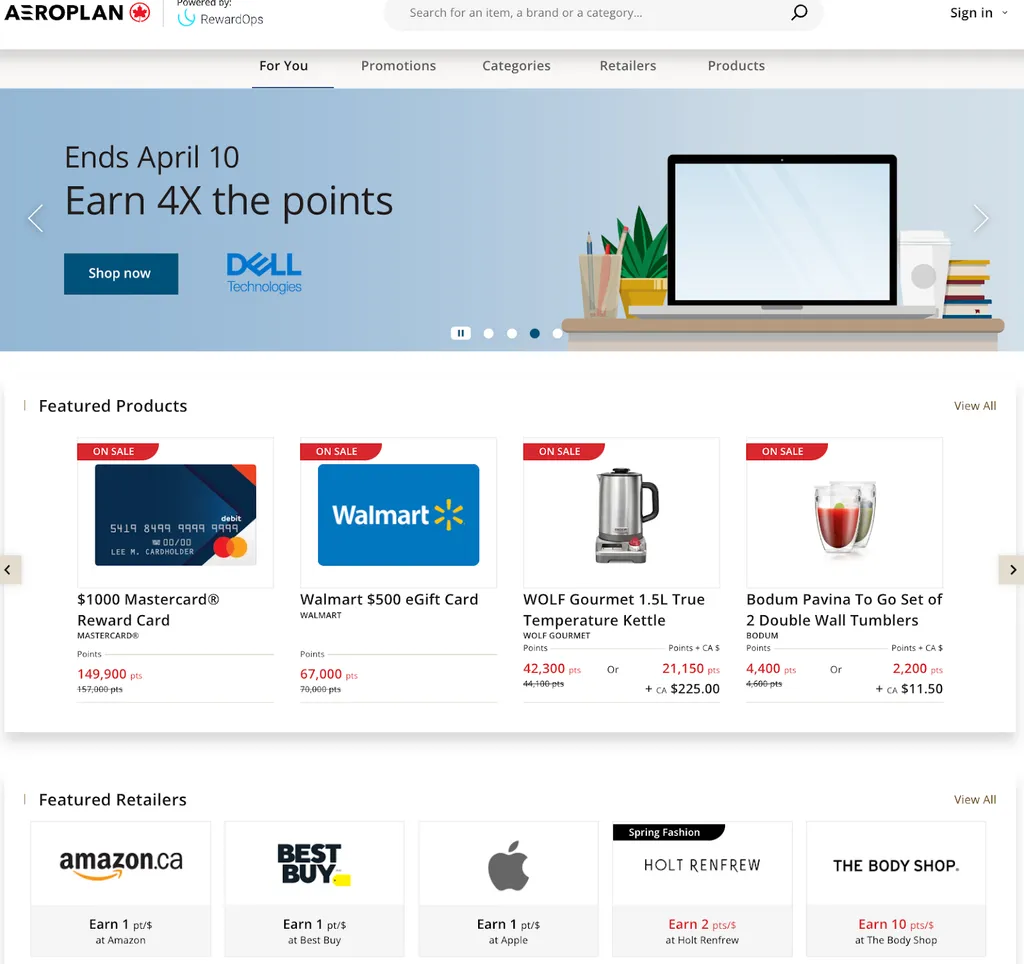 Aeroplan estore 返现平台