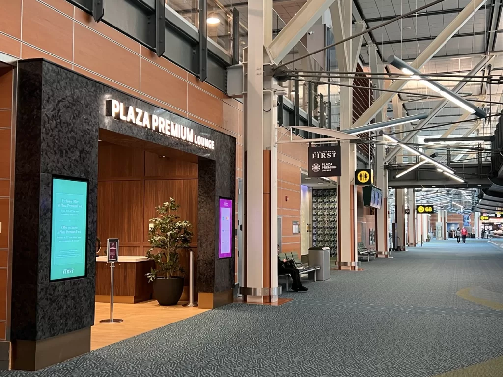 Plaza Premium First and Plaza Premium entrances at Vancouver International Airport