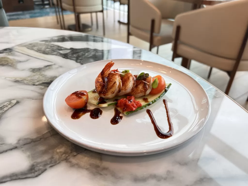 Shrimp Panzanella at Plaza Premium First