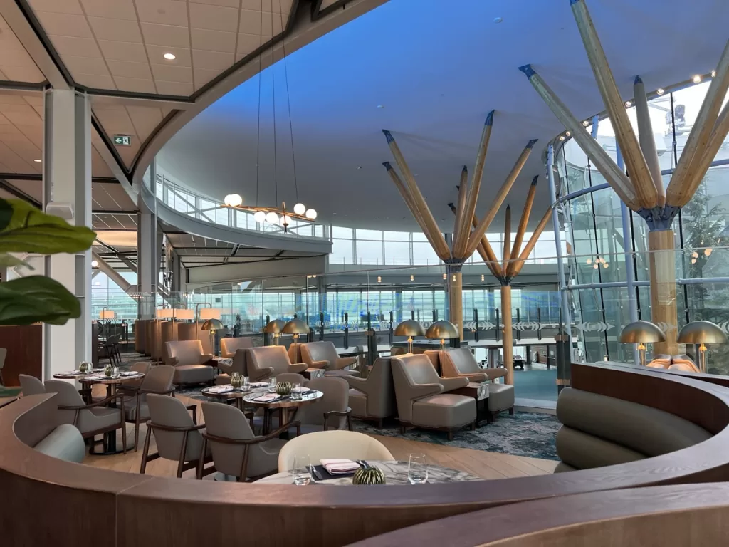 Seating in Plaza Premium First at Vancouver International Airport