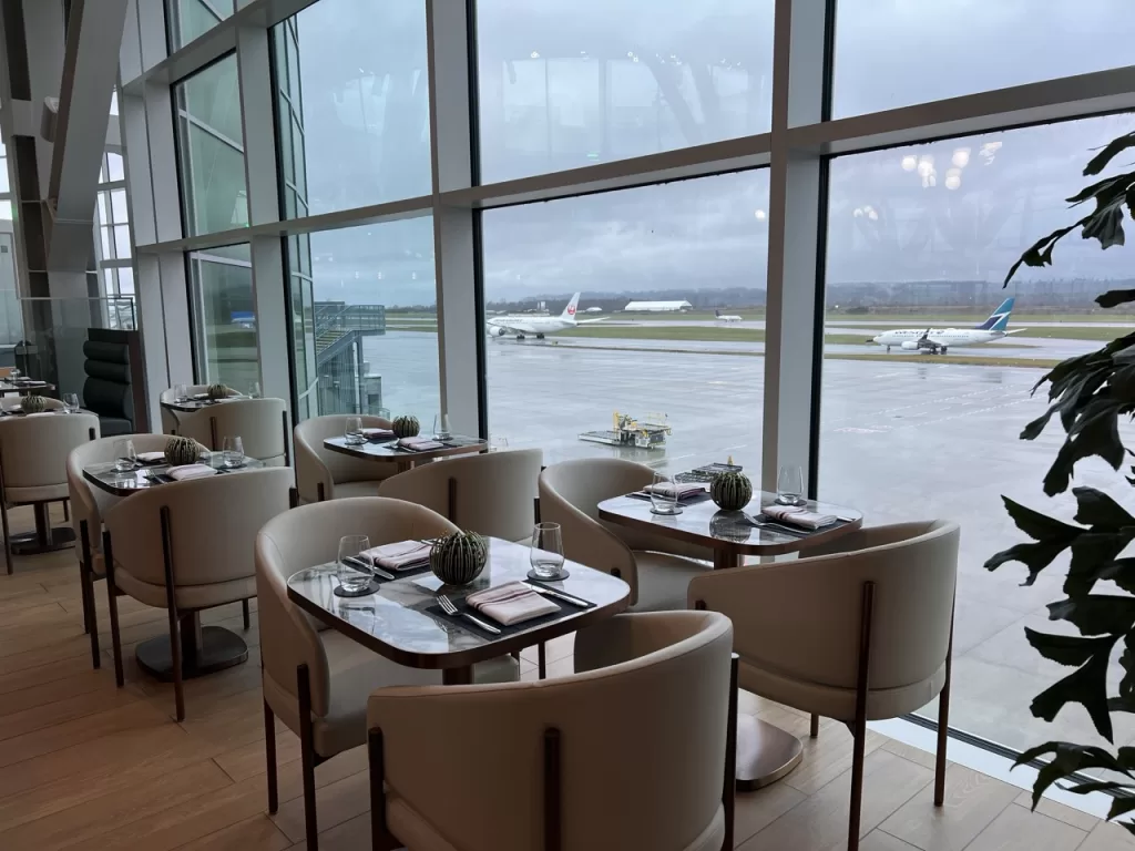 Seating in Plaza Premium First at Vancouver International Airport
